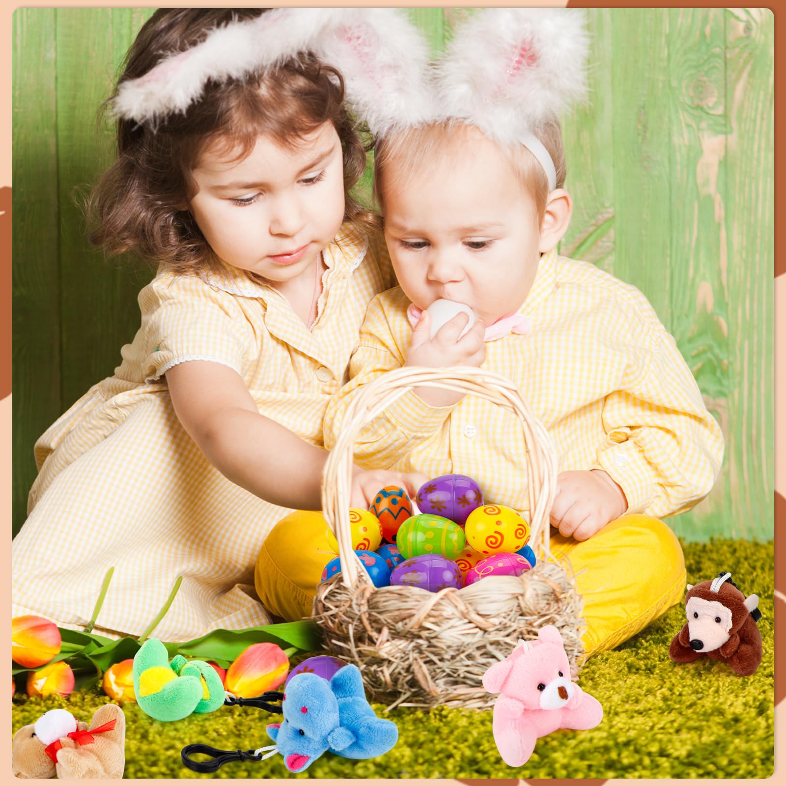 ZJEFUNS 12 Pack Prefilled Easter Egg Fillers with Mini Animal Plush Toy Fillers for Easter Egg Hunt, Easter Basket Stuffers Gifts for 3-8 Year Old Kids Boys Girls Toddlers Easter Party Favors (Animal)
