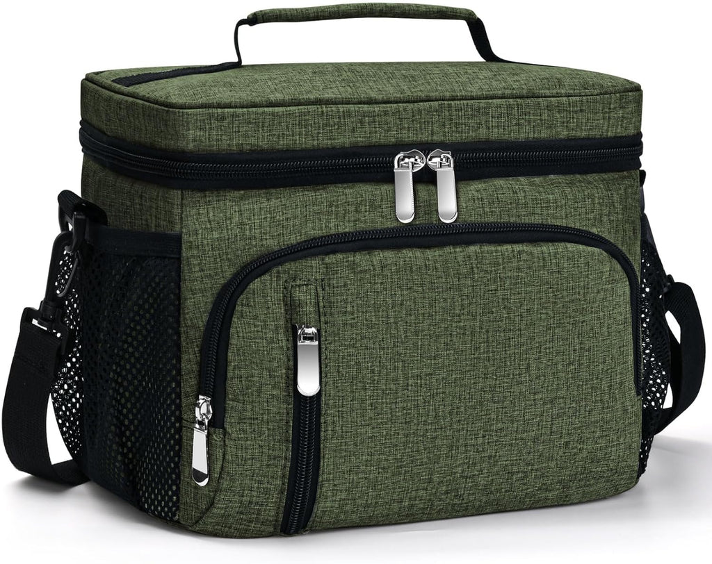 Skiennix Insulated Lunch Bag - 9L Leakproof Soft Cooler Tote with 5 Pockets | Green, Perfect for Work & Travel