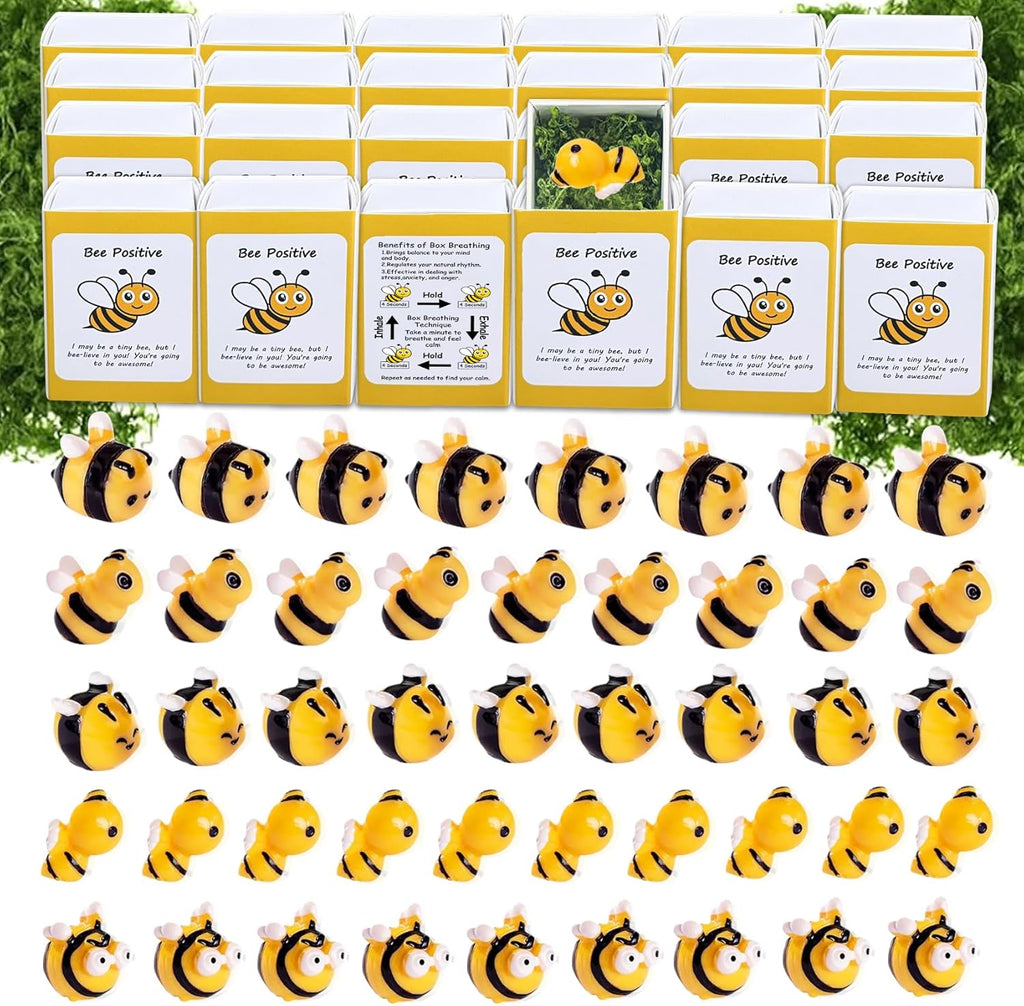 Skiennix Positive Bee Gifts - 50 Set Employee Appreciation Box with Cheer Up Cards & Ornaments
