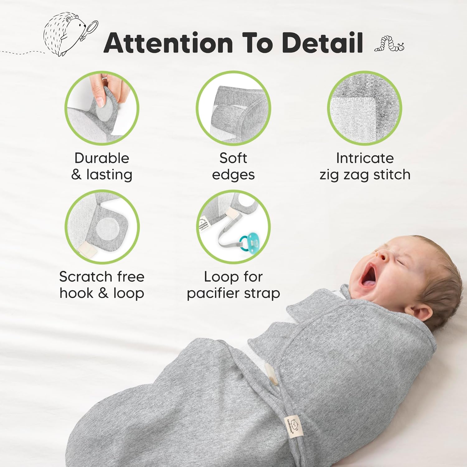 Skiennix Organic Baby Swaddle Sleep Sacks - Soft & Snug for Newborns 3-6 Months | 3-Pack (Cloud, L)