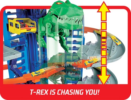 Hot Wheels City Robo T-Rex Ultimate Garage - Multi-Level Playset for 100+ 1:64 Scale Cars | Gift for Kids 3+