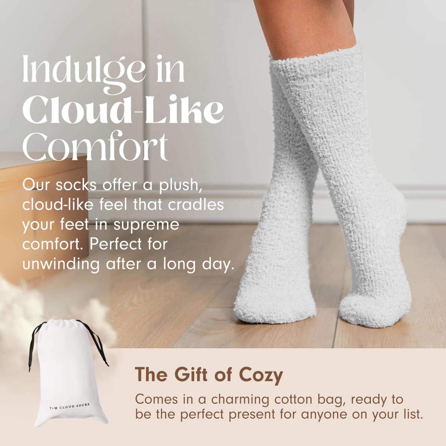 Unboxme Gifts Ultra-Luxe Cloud Socks - Warm & Cozy Sleep Socks for Men & Women, Super Soft Fabric