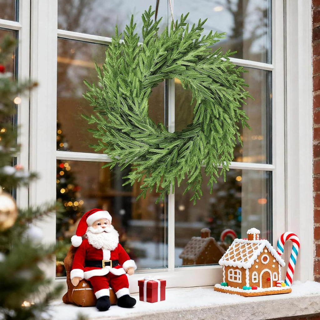 Regine Switzerland 26” Artificial Norfolk Pine Wreath - Real Touch Greenery for Year-Round Home Decor