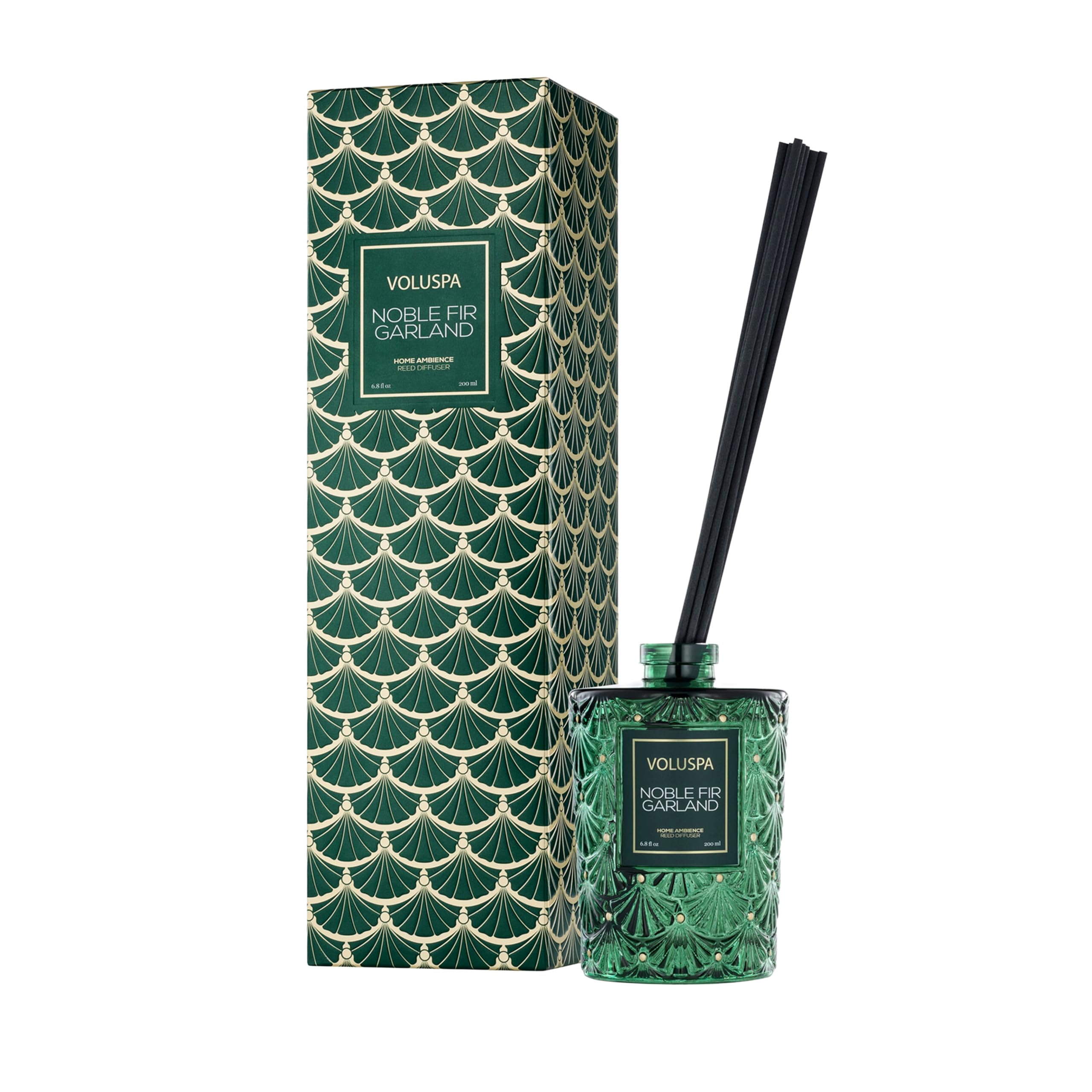 Voluspa Noble Fir Garland Reed Diffuser, 6.8oz, Scented Diffuser for The Home, Handcrafted in The USA