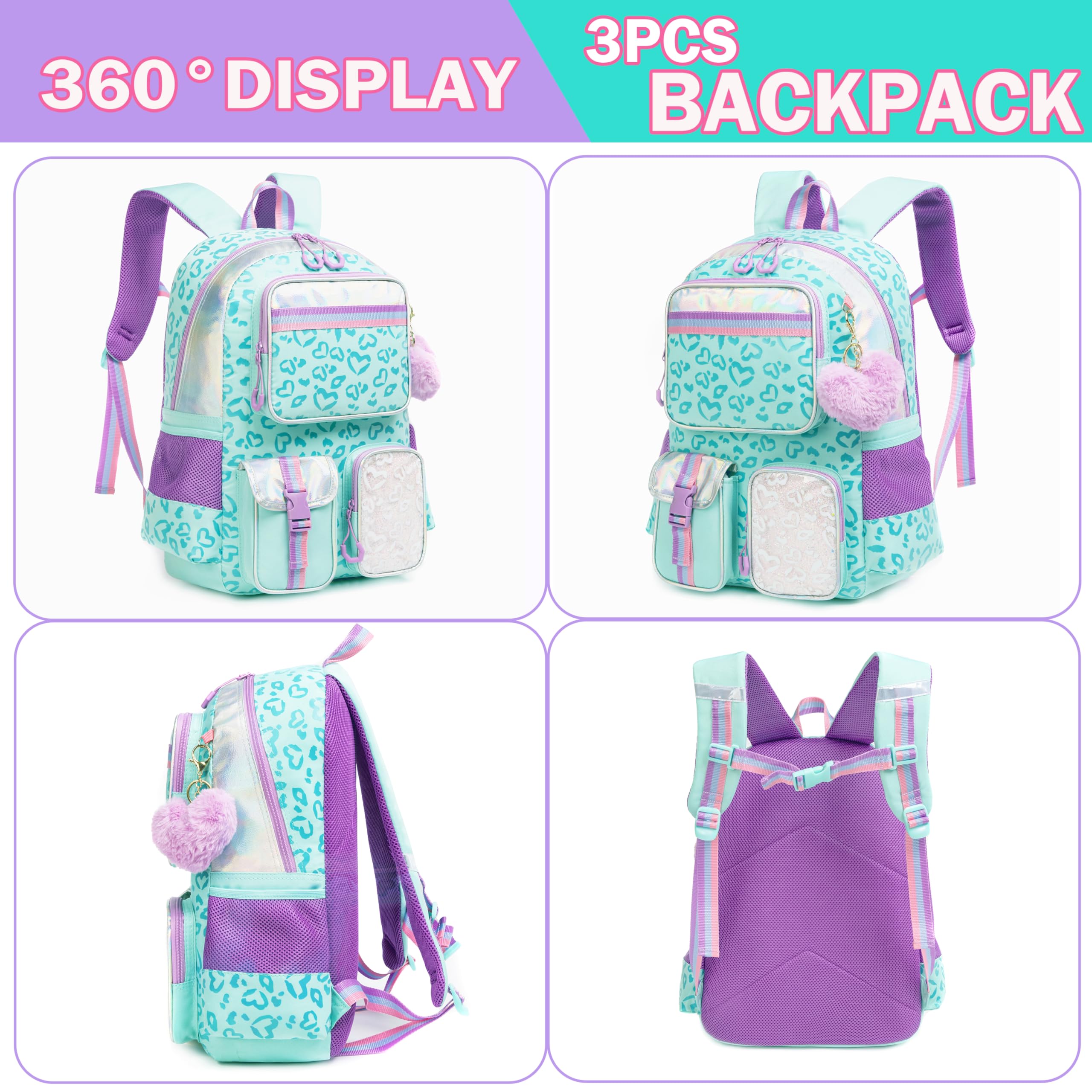 Meetbelify Aesthetic Backpack for Elementary to Teen Girls, Cute Bookbag for Kids 8-10