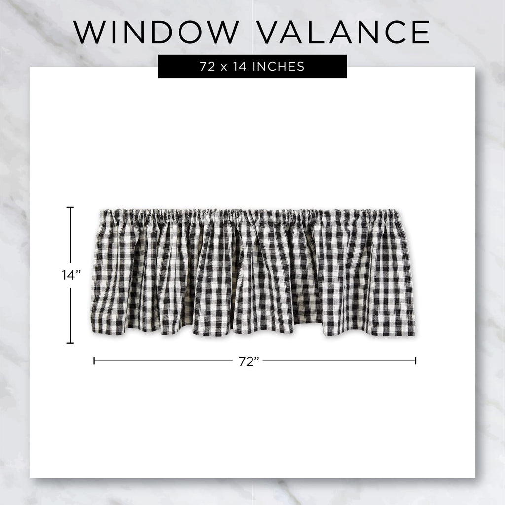 DII Window Valance Collection, 100% Cotton, Pre-Shrunk, Machine Washable, 2 Inch Curtain Rod Pocket, Single Panel, 72x14, Stonewash Blue Check