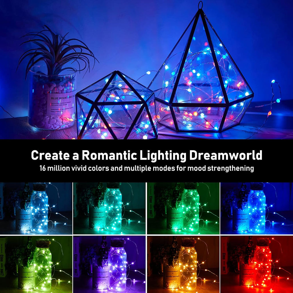 Smart Fairy String Lights - 33 Ft USB Bluetooth Twinkle Lights with Timer, Remote & Music Sync