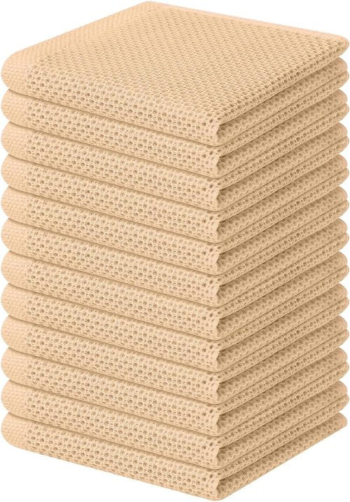 Homaxy 100% Cotton Dish Cloths - Ultra Soft, Absorbent & Quick Drying | 12 x 12 Inches, 12-Pack, Apricot