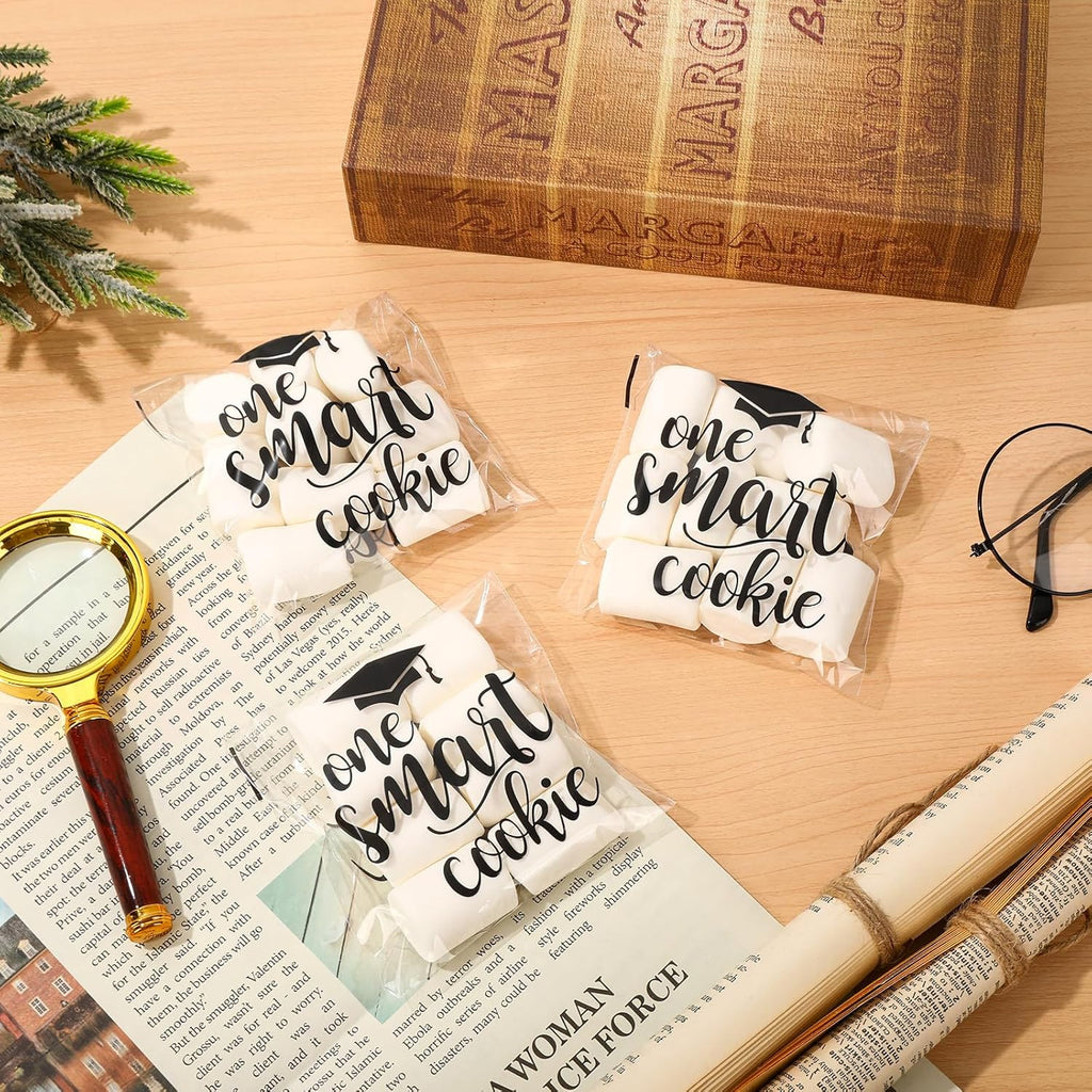 Whaline Graduation Treat Bags - 320Pcs Clear Cellophane Goodie Bags for Cookies & Snacks