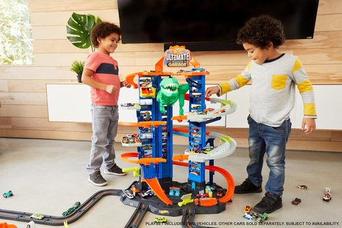 Hot Wheels City Robo T-Rex Ultimate Garage - Multi-Level Playset for 100+ 1:64 Scale Cars | Gift for Kids 3+