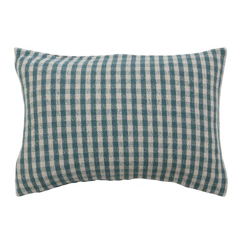 Creative Co-Op Woven Recycled Cotton Blend Lumbar Pillow Cover, Teal and White