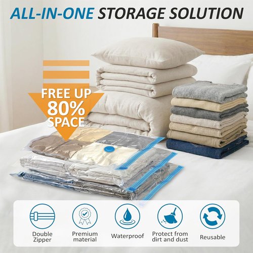 Cozy Essential Vacuum Storage Bags - 80% Compression Space Saver for Clothes & Bedding | 20-Pack Combo