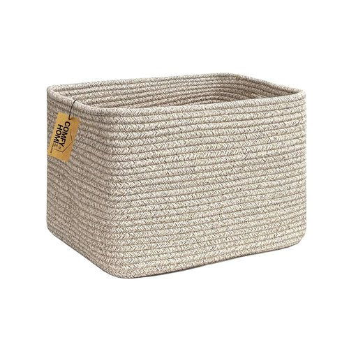 Comfy-Homi Square Woven Cotton Rope Basket - Stylish Organizing Solution | 13.5" x 11" x 9.5" for Home Decor