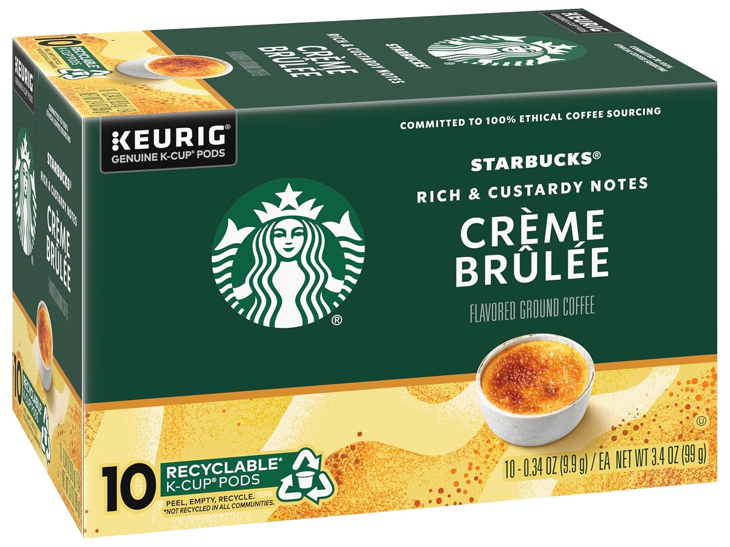 Starbucks Crème Brûlée Flavored Blonde Roast Coffee Pods | 10 Count - Pack of 2 for Keurig Brewers