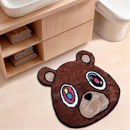 Hypebeast Graduation Bear Rug - Ultra-Soft Plush Room Decor with Non-Slip Backing | Trendy 28"x28" Carpet