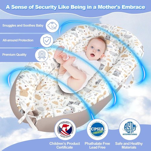 Hoot Portable Baby Lounger | Infant Nest for Travel & Crib Use | Ideal for Newborns 0–24 Months