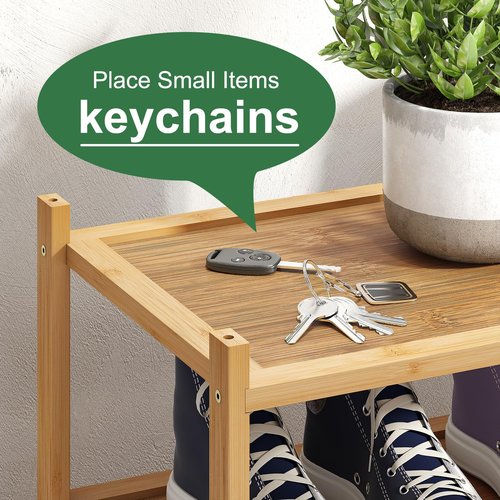 kiplant Long Shoe Rack, 2-Tier Bamboo Wood Shoe Rack, Stackable for Closet, Entryway & Hallway