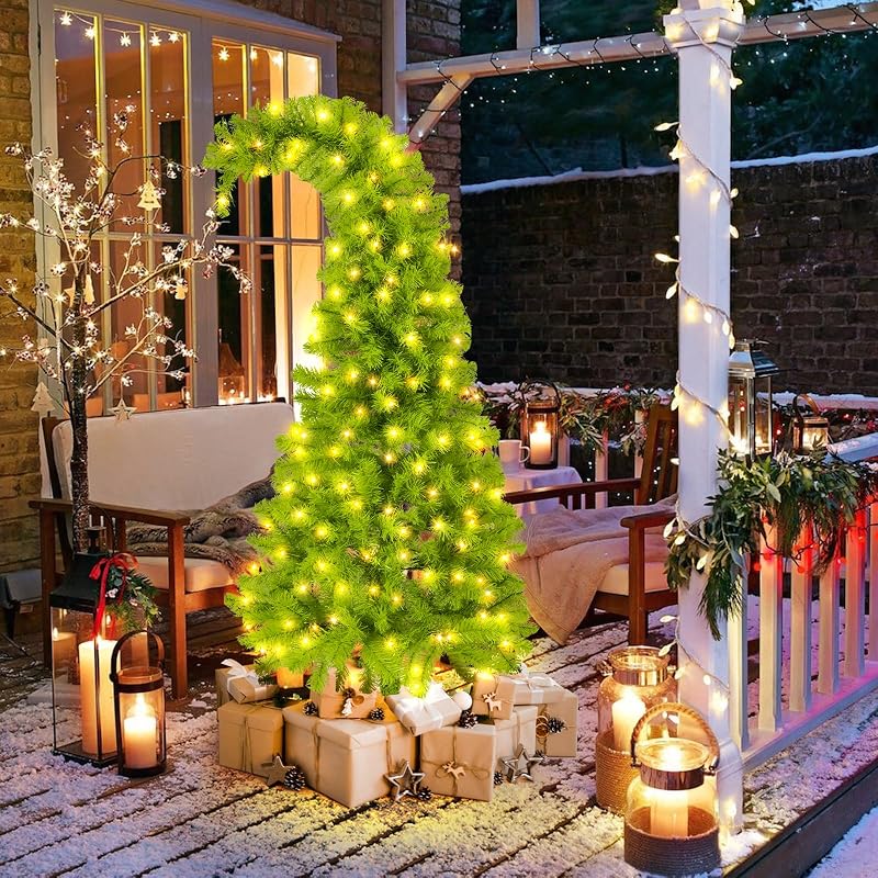 5ft Whimsical Christmas Tree with LED Lights - Artificial Tree with Timer & 8 Lighting Modes