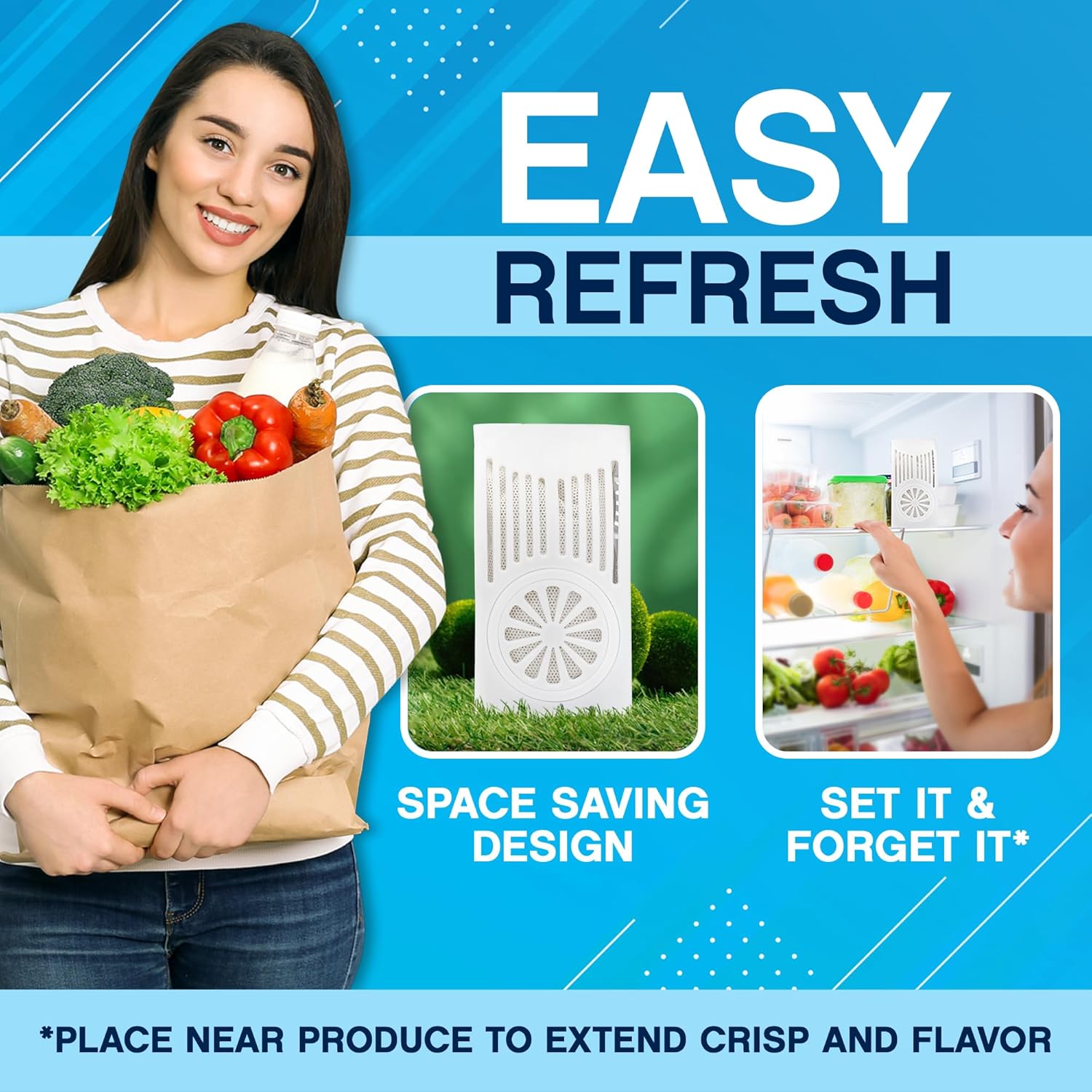 NonScents Refrigerator Deodorizer - Long-Lasting Odor Eliminator with Activated Charcoal - Unscented (2-Count)