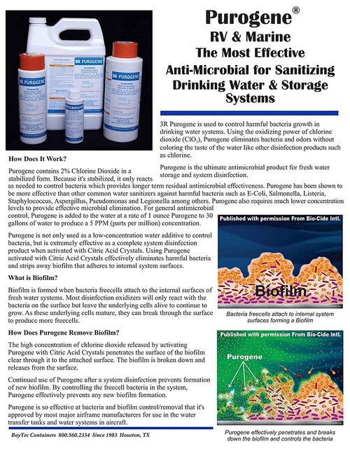 128oz Purogene Water Treatment Preserver and Maintainer for Drinking Water Treatment. Provides for Long-Term Storage of Drinking Water