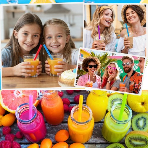 100 Pcs Jumbo Smoothie Boba Straws, Colorful Disposable Plastic Straws, Wide-Mouthed Milkshake Straw, Individually Wrapped Straw for Bubble Tea & Thick Beverages, Parties(0.43" Wide X 9.53" Long)