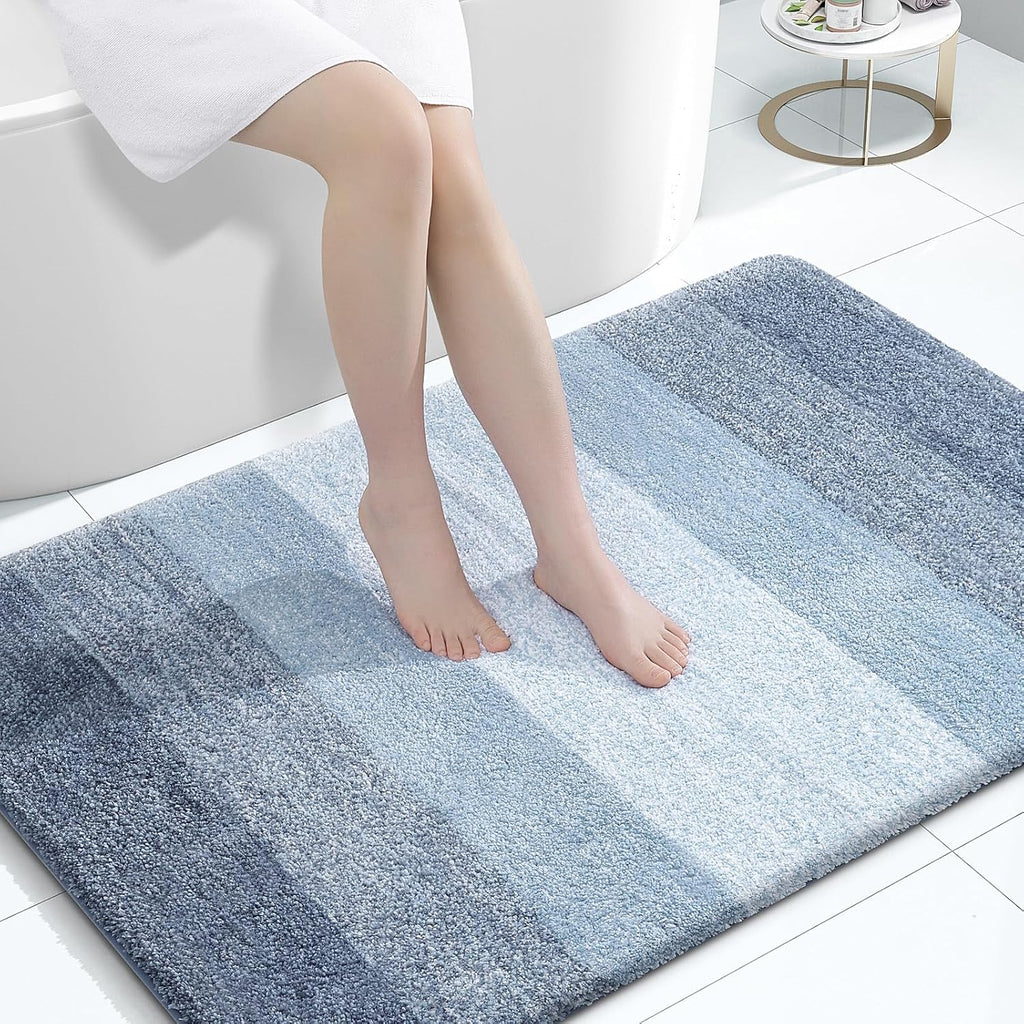 OLANLY Large Bathroom Rug Mat - Extra Soft Microfiber, Quick Dry, Machine Washable | 47x32, Blue