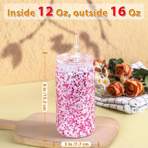 Maucircol 16 Oz Acrylic Snowglobe Tumbler Cup Supplies, 8 Pack Pre-Drilled Double Wall Plastic Snowglobe Tumbler Starter Kit Including Funnel Squeeze Bottle Funnel
