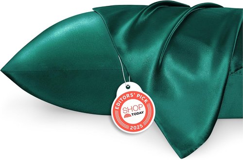Bedsure King Size Satin Pillowcase Set - Dark Green Pillow Cases for Hair & Skin, 20x36 Inches, 2-Pack