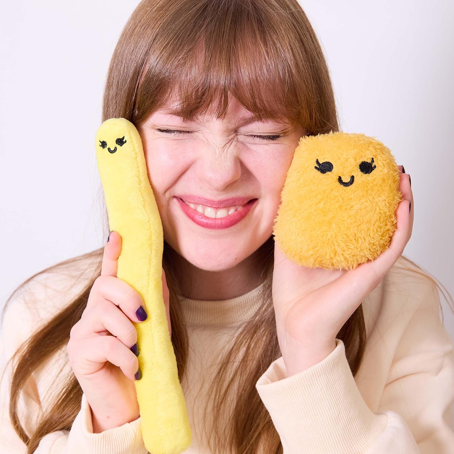 Relatable Emotional Support Fries | Cuddly Plushies Set with 5 Toys & Carrying Basket - Perfect Gift for All Ages