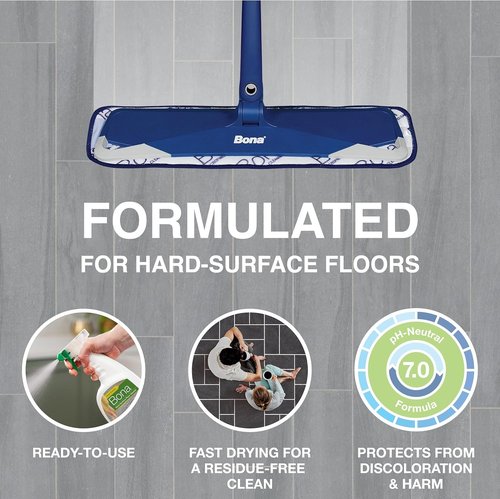Bona Multi-Surface Floor Cleaner Spray - 32 Fl Oz - Lemon Mint Scent | Residue-Free Solution for Stone, Tile & Laminate Floors