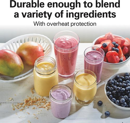Hamilton Beach Portable Blender - 14 Oz BPA-Free Travel Cup & Lid for Smoothies | Durable Stainless Steel Blades