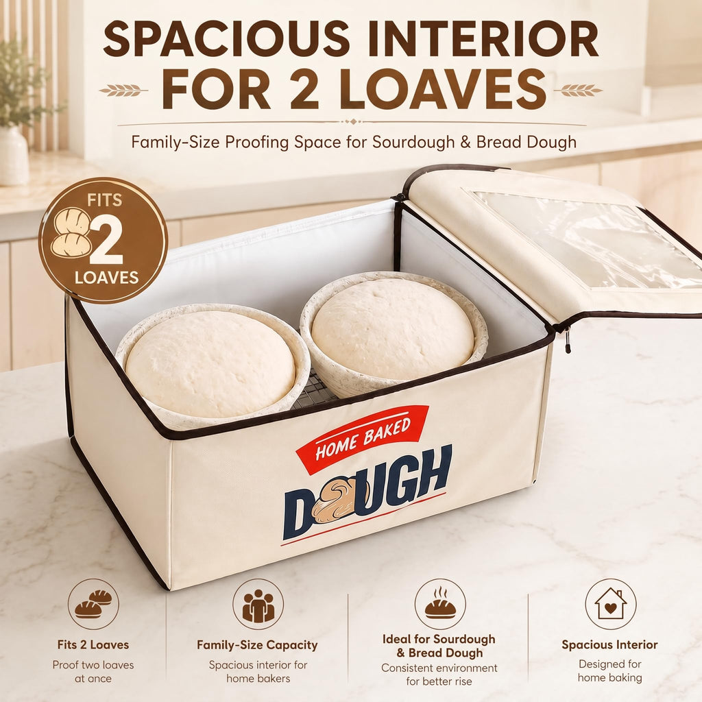 BLUBYEES Folding Bread Proofing Box, 3-Sided Heating with Precise 68-104°F Temp Control, 48H Timer, Family-Size Dough Proofer for 2 Loaves, Sourdough & Pizza Dough