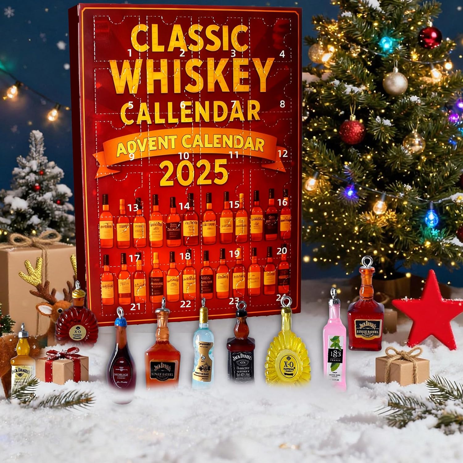 2025 Whiskey Advent Calendar - 24-Day Tasting Journey Through Global Whiskey Flavors (Brown)