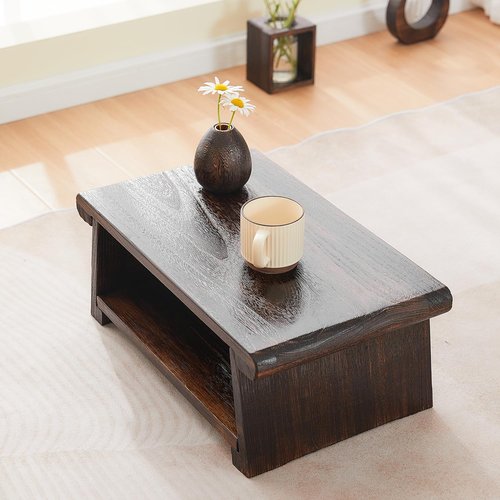 GZQWDC Japanese Altar Table,Folding Floor Table,Wood Small Low Meditation Table,Coffee Table for Living Room, Brown,19.7" x 11.8" x 7.9"