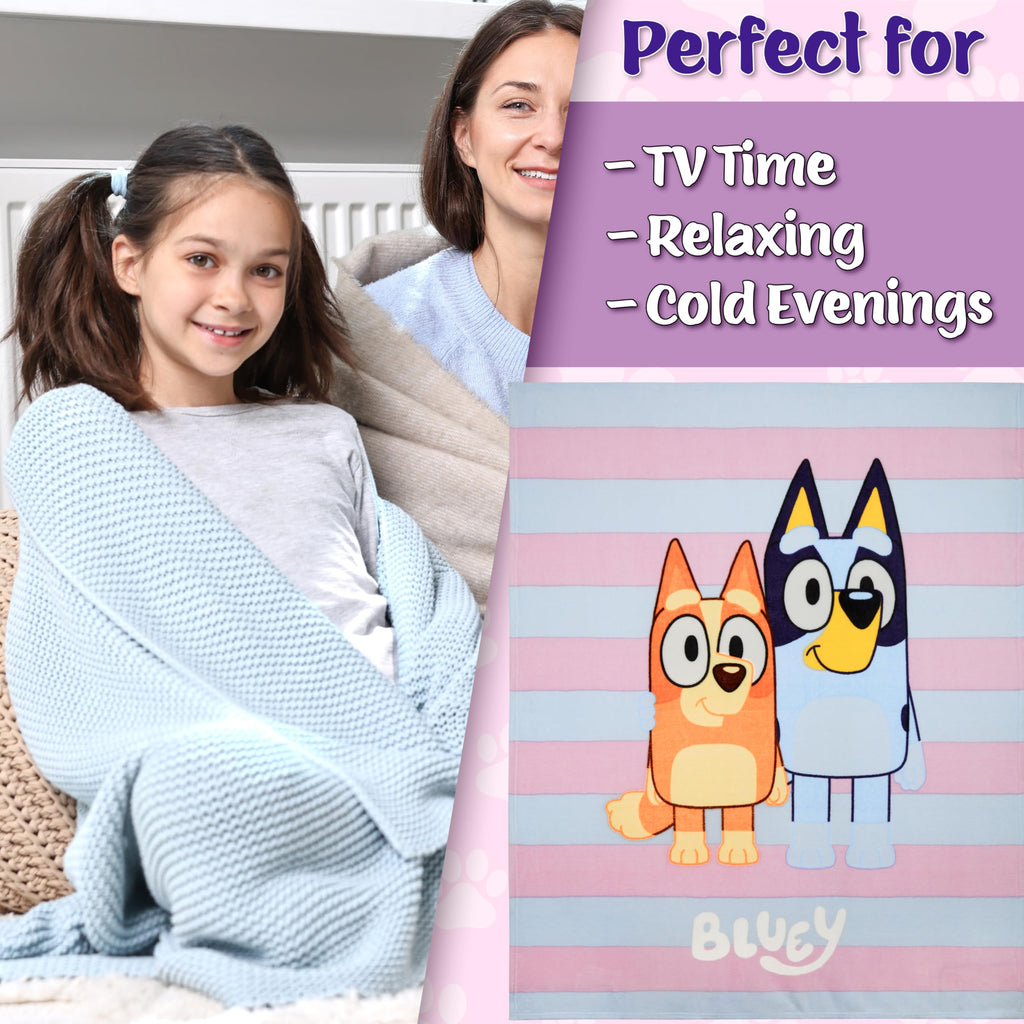 Bluey Fleece Bed Blanket for Kids Super Soft Blanket Fleece Throws 59 x 51 Inches Warm Sofa Bed Throw, Gifts for Kids