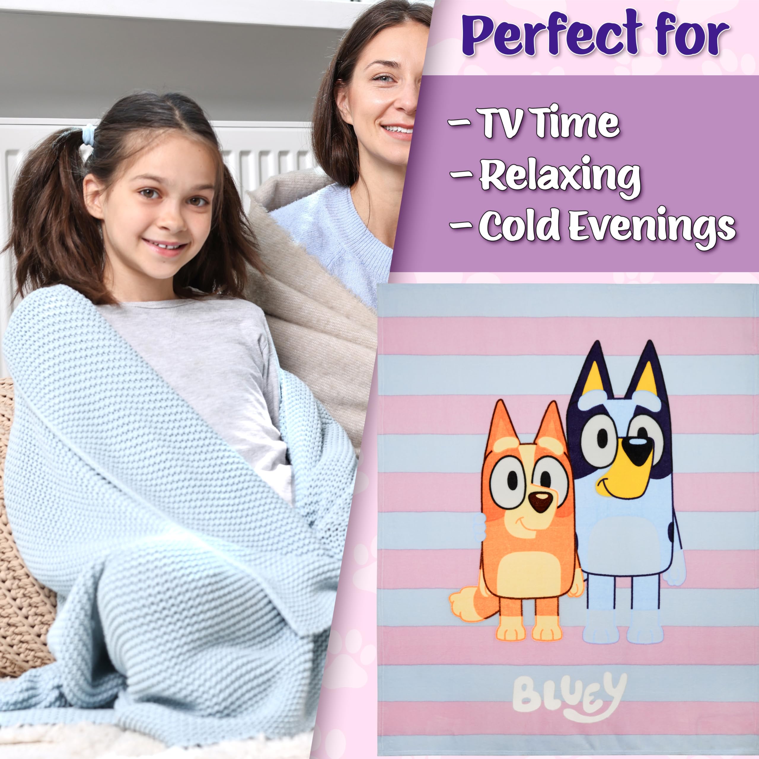 Bluey Fleece Bed Blanket for Kids Super Soft Blanket Fleece Throws 59 x 51 Inches Warm Sofa Bed Throw, Gifts for Kids