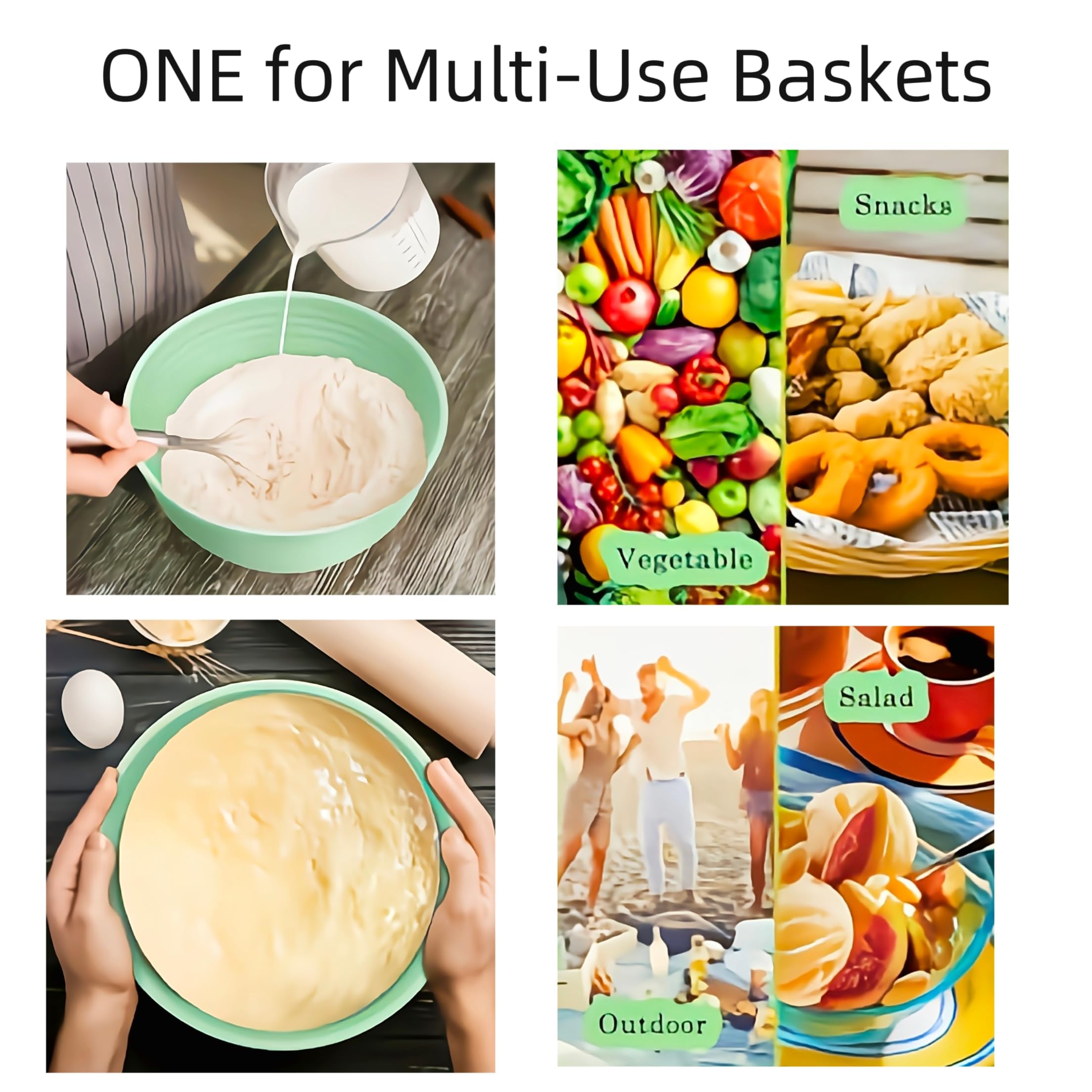 Banneton Bread Proofing Baskets,Silicone Sourdough Bread Baking Supplies, Bread Proofing Baskets for Sourdough, 10" Oval Collapsible Sourdough Baking Basket (Green)
