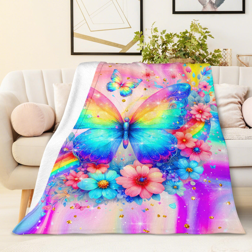 Sharecolor Blanket for Girls Butterfly Throw Blanket Gifts for Kids Teens, 60x50 Inches Cute Flannel Blankets Throws for Couch Sofa Bed