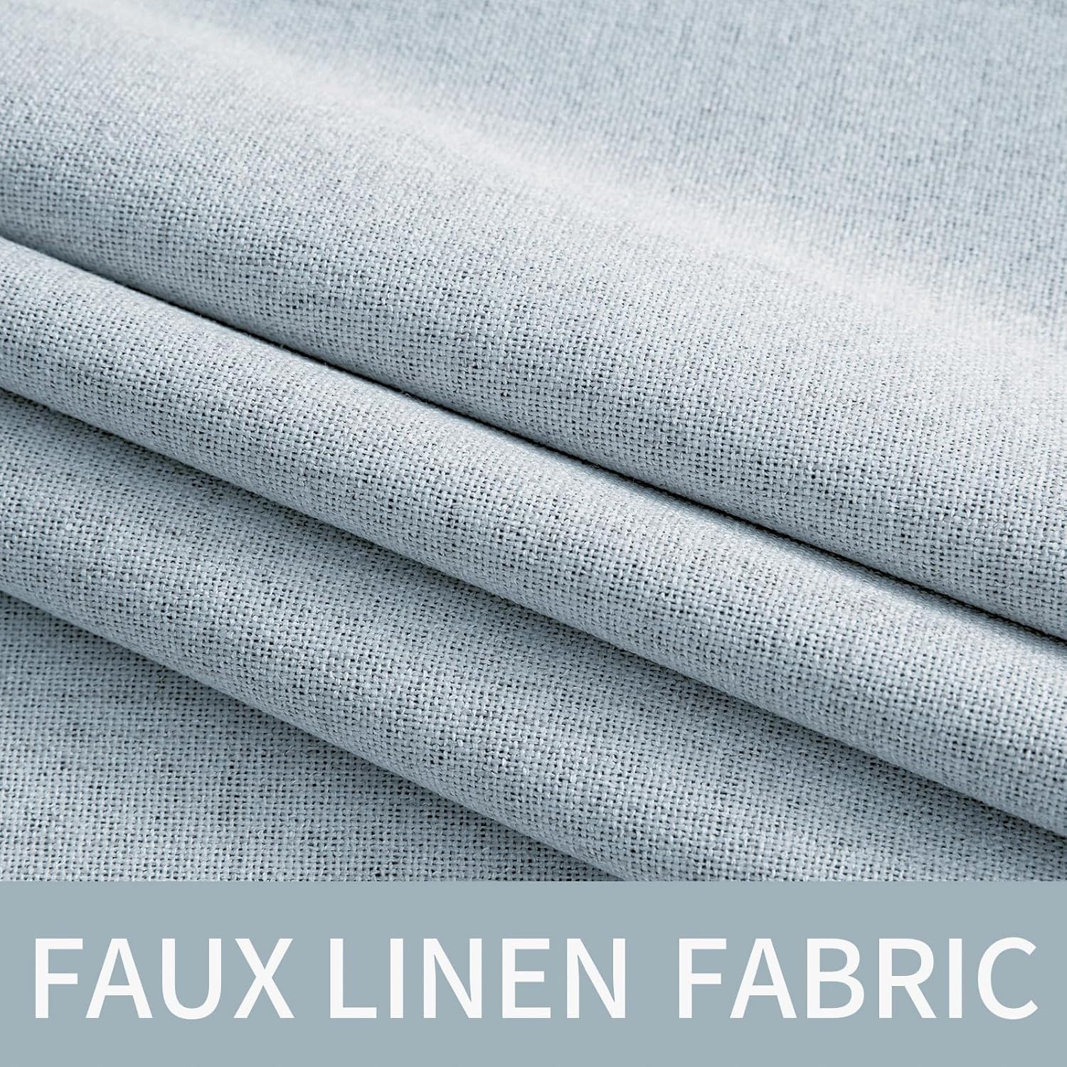 MIULEE Blackout Curtains - 100% Thermal Insulated Linen Textured Drapes | Chambray Blue, 52 x 63 Inch (2 Panels)