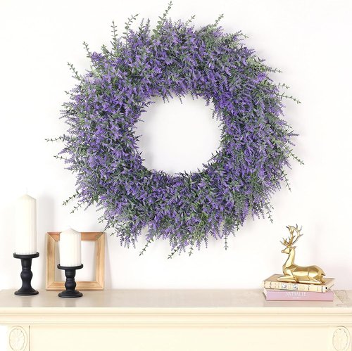 32" Lavender & Eucalyptus Wreath - Large Artificial Greenery for Front Door & Home Decor | All Seasons