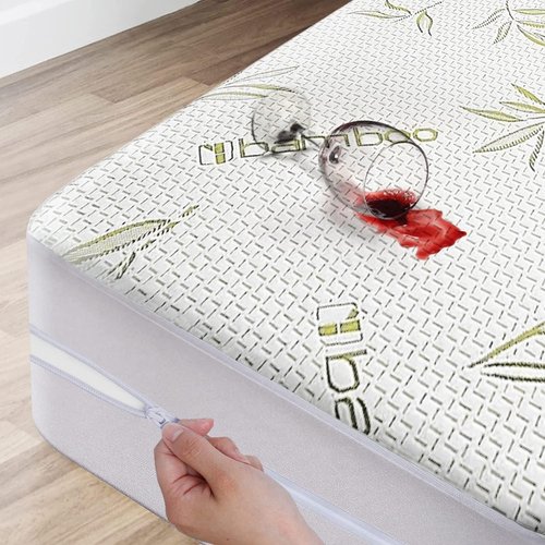 Bamboo Mattress Protector - 100% Waterproof Full Size Cooling Cover | Ultra Soft Jacquard Fabric