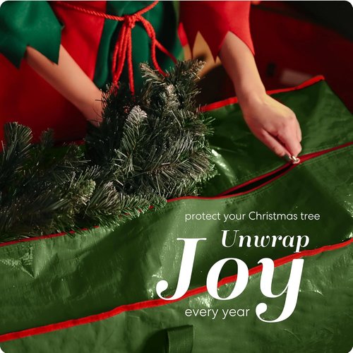 Christmas Tree Storage Bag - Durable Waterproof Zippered Bag for 9-Foot Artificial Trees | Protects Against Dust and Moisture (Green)