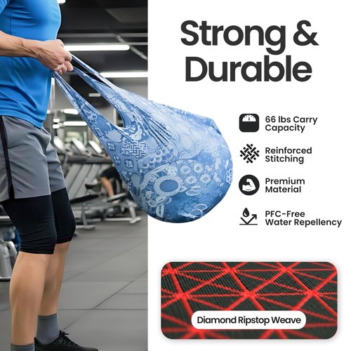 Nanobag Ultralight Heavy Duty Foldable Tote for Women & Men, Reusable Grocery & Travel Bag, Packable Collapsible Compact Market Essential (XL Stars)