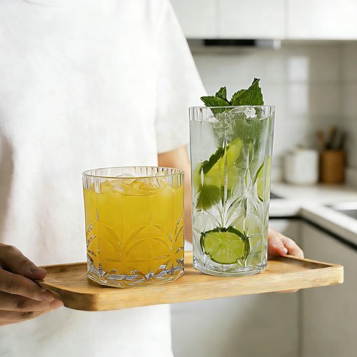 BELLAFORTE Shatterproof Tritan Plastic Drinking Glasses. 13oz & 18oz Water Glasses Set of 8 - Myrtle Beach Glasses Drinking - Unbreakable Tumblers for Parties - BPA Free, Dishwasher Safe (Clear)