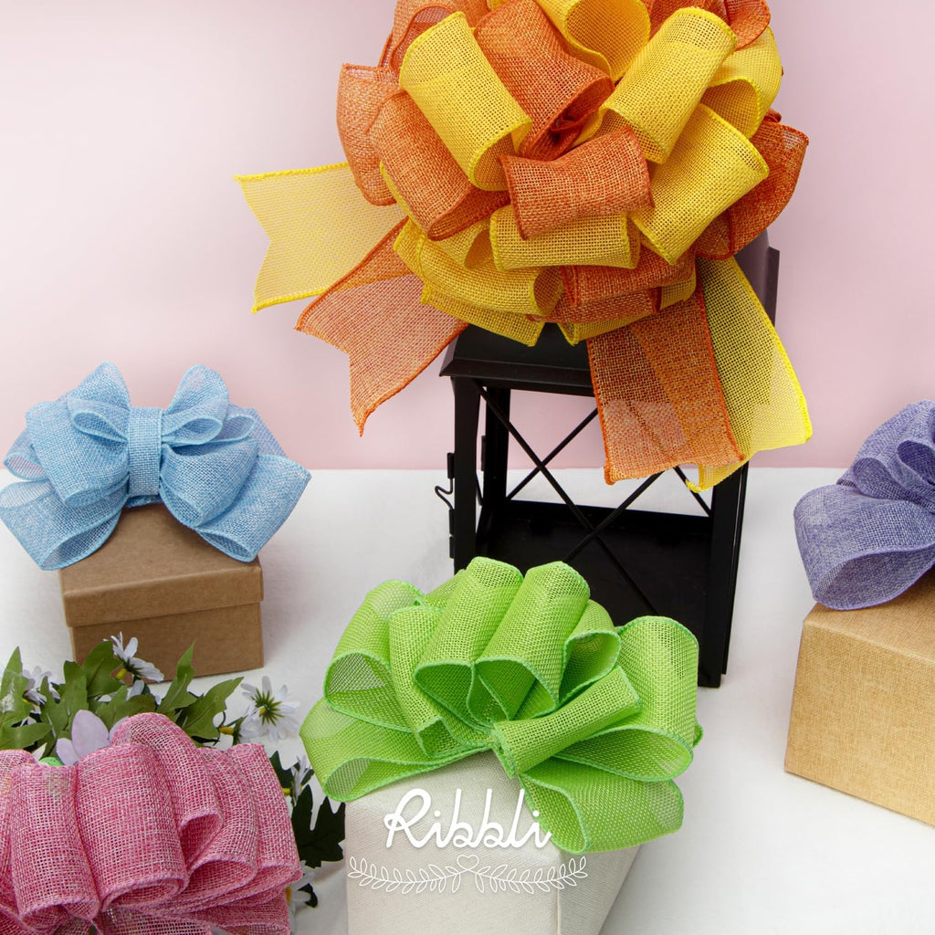 Ribbli Yellow Burlap Wired Ribbon - 2.5 Inch x 10 Yard | Perfect for Bows, Wreaths & Outdoor Decor