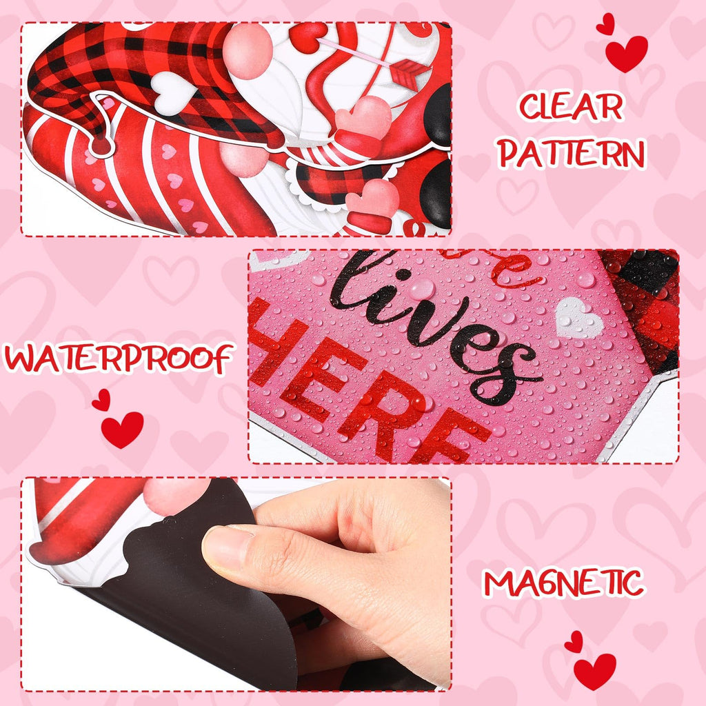 Blosssound 9 Pieces Sweet Magnets Buffalo Plaid Magnetic Stickers Gnomes Heart Love Fridge Magnet Decals for Holiday Refrigerator Metal Door Garage Decorations
