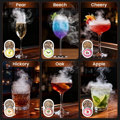 Tapsmok Electric Whiskey Smoker Kit: Rechargeable Cocktail Smoker for Old Fashioned & Bourbon Drinks with Built-in Lighter, No Butane Needed, 6 Wood Chips, Christmas Whiskey Gift for Men, Dad, Husband
