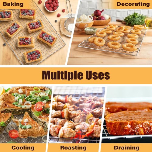 Heavy Duty 304 Stainless Steel Cooling Racks by [Brand Name] – 2 PCS 10" x 16" Oven & Dishwasher Safe for Baking & Grilling