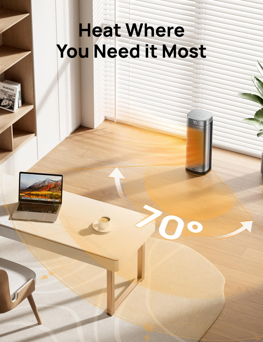DREO Space Heaters for Indoor Use, 16 Inch Fast Heating Portable Heaters with Remote, 12H Timer, 70° Oscillation, Overheat Protection, Safety Heat, Large PTC Ceramic Electric for Bedroom Home Office