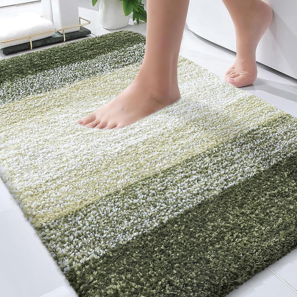 OLANLY Bathroom Rugs - Extra Soft Microfiber Mat, Quick Dry & Machine Washable | 30x20, Dark Green